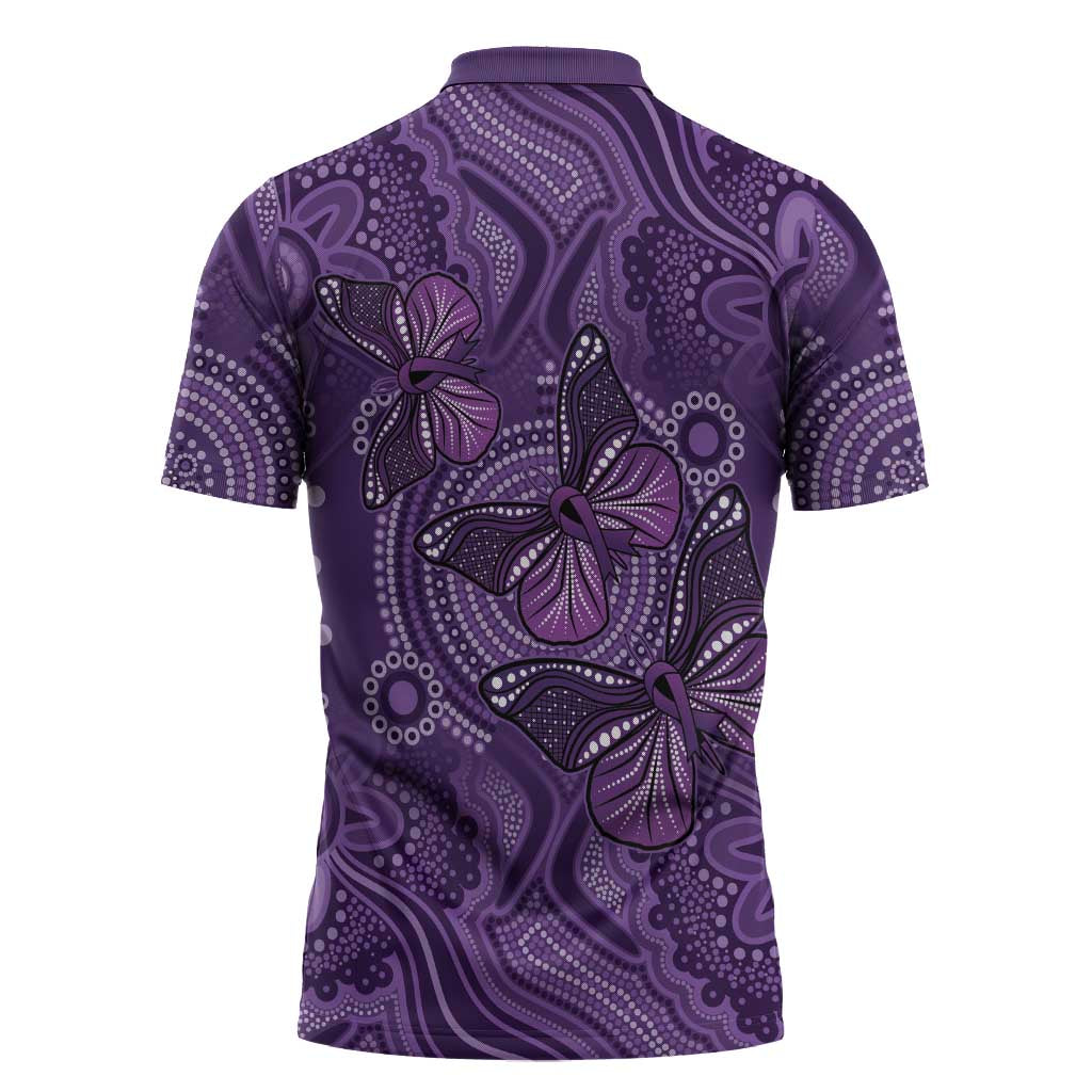 Purple Butterfly Spirit Zipper Polo Shirt Australian Epilepsy Awareness - Aussie Hoodie