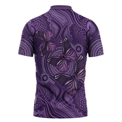 Purple Butterfly Spirit Zipper Polo Shirt Australian Epilepsy Awareness - Aussie Hoodie