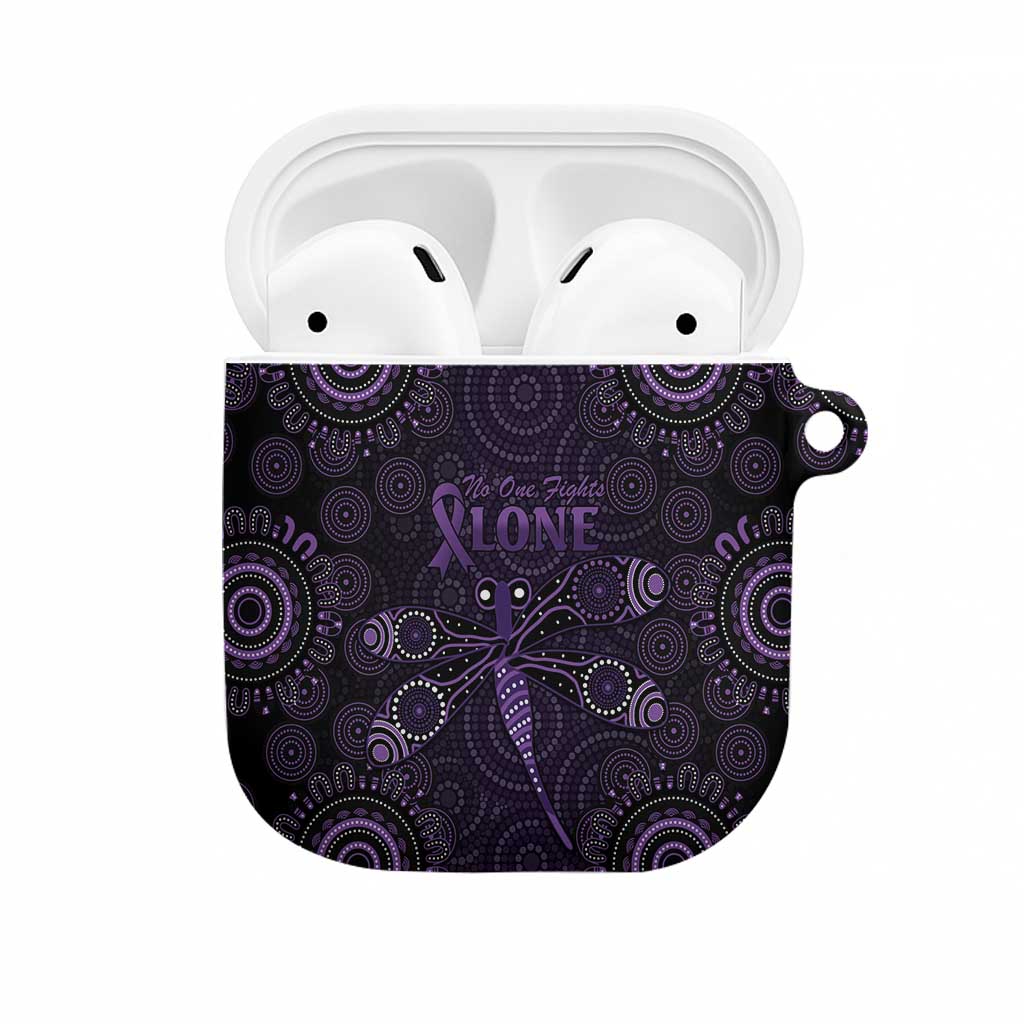 Purple Dragonfly Aboriginal of Hope AirPods Case Australian Epilepsy Awareness - Aussie Hoodie