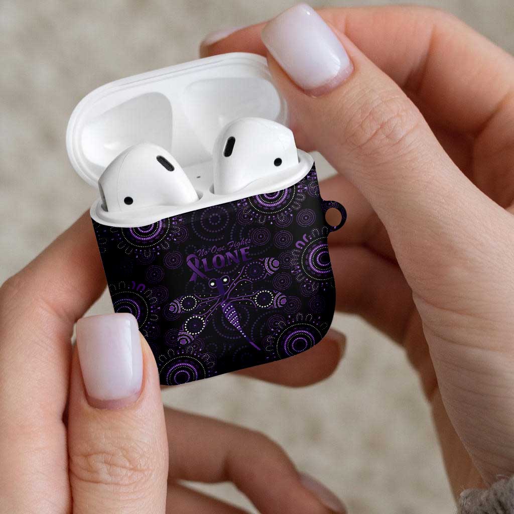Purple Dragonfly Aboriginal of Hope AirPods Case Australian Epilepsy Awareness - Aussie Hoodie