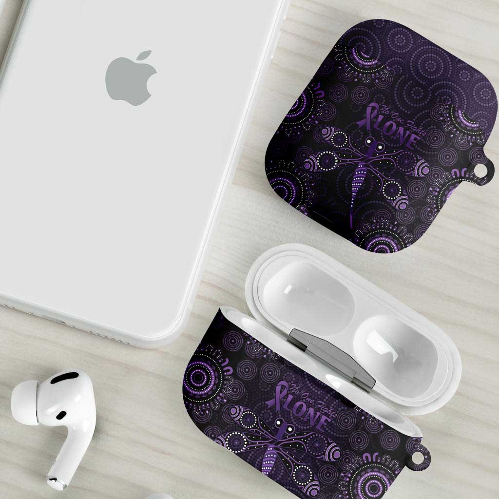 Purple Dragonfly Aboriginal of Hope AirPods Case Australian Epilepsy Awareness - Aussie Hoodie
