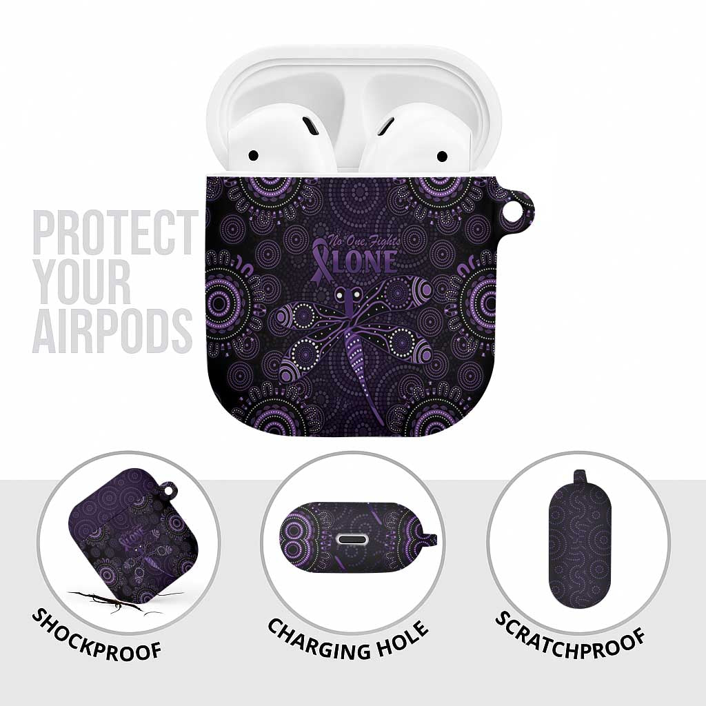 Purple Dragonfly Aboriginal of Hope AirPods Case Australian Epilepsy Awareness - Aussie Hoodie