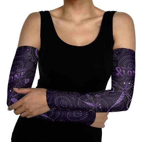 Purple Dragonfly Aboriginal of Hope Arm Sleeves Australian Epilepsy Awareness - Aussie Hoodie