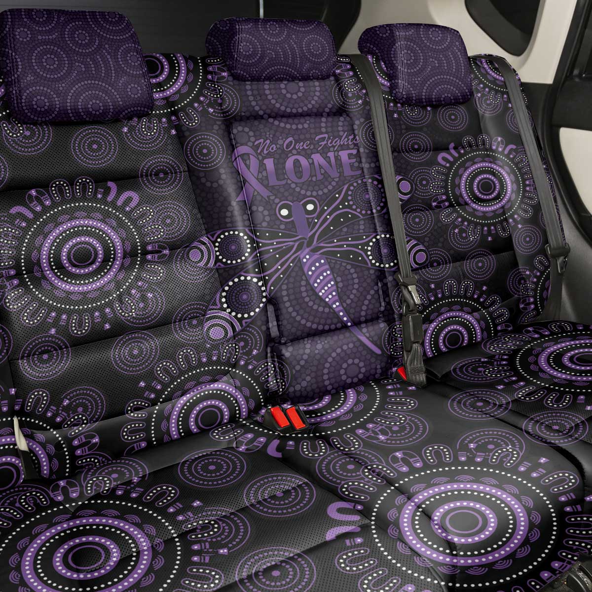 Purple Dragonfly Aboriginal of Hope Back Car Seat Cover Australian Epilepsy Awareness - Aussie Hoodie
