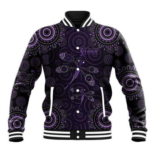 Purple Dragonfly Aboriginal of Hope Baseball Jacket Australian Epilepsy Awareness - Aussie Hoodie
