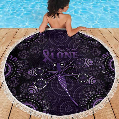 Purple Dragonfly Aboriginal of Hope Beach Blanket Australian Epilepsy Awareness - Aussie Hoodie