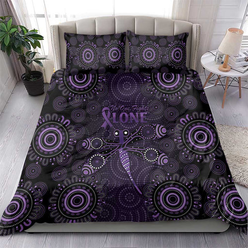 Purple Dragonfly Aboriginal of Hope Bedding Set Australian Epilepsy Awareness - Aussie Hoodie