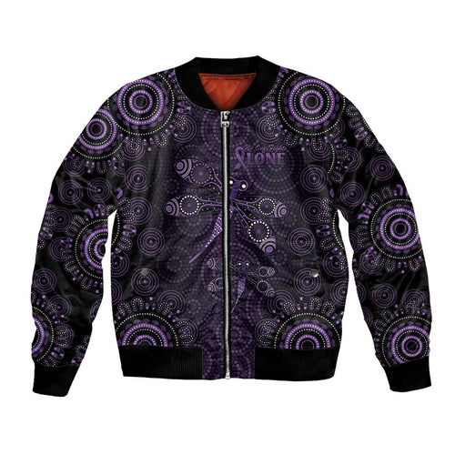 Purple Dragonfly Aboriginal of Hope Bomber Jacket Australian Epilepsy Awareness - Aussie Hoodie