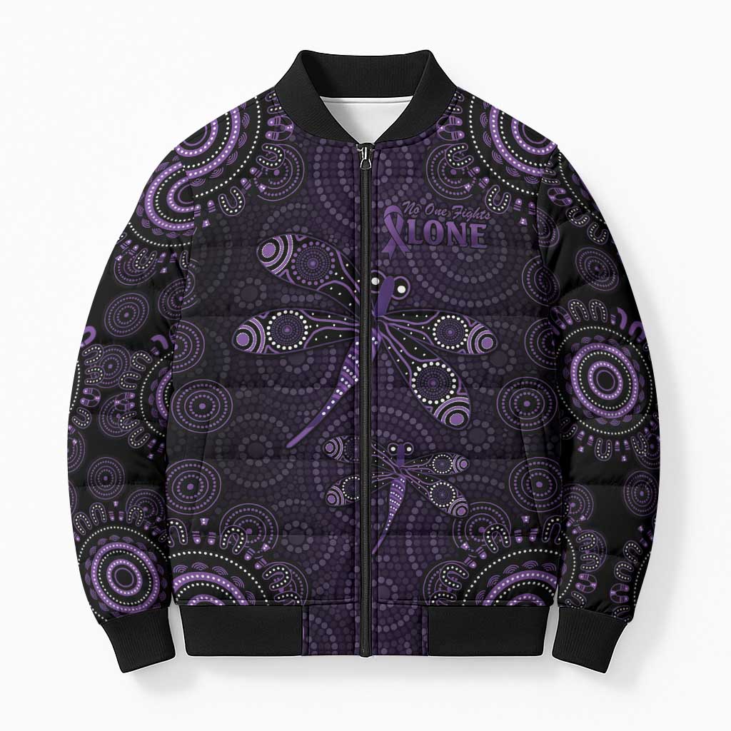 Purple Dragonfly Aboriginal of Hope Bomber Puffer Jacket Australian Epilepsy Awareness - Aussie Hoodie
