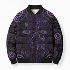 Purple Dragonfly Aboriginal of Hope Bomber Puffer Jacket Australian Epilepsy Awareness - Aussie Hoodie