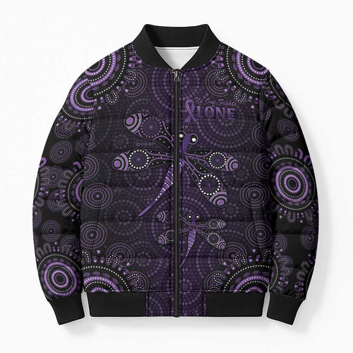 Purple Dragonfly Aboriginal of Hope Bomber Puffer Jacket Australian Epilepsy Awareness - Aussie Hoodie