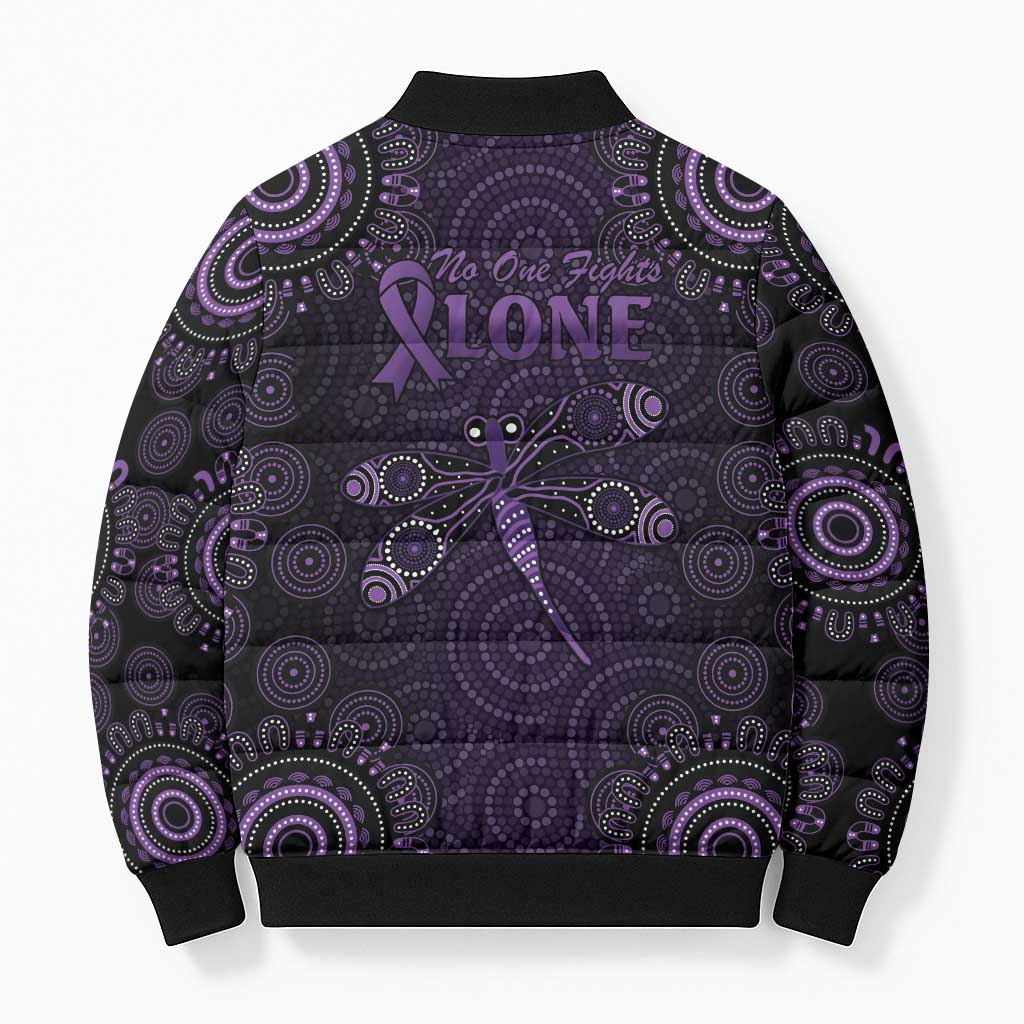 Purple Dragonfly Aboriginal of Hope Bomber Puffer Jacket Australian Epilepsy Awareness - Aussie Hoodie