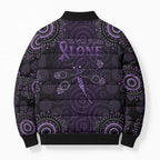 Purple Dragonfly Aboriginal of Hope Bomber Puffer Jacket Australian Epilepsy Awareness - Aussie Hoodie