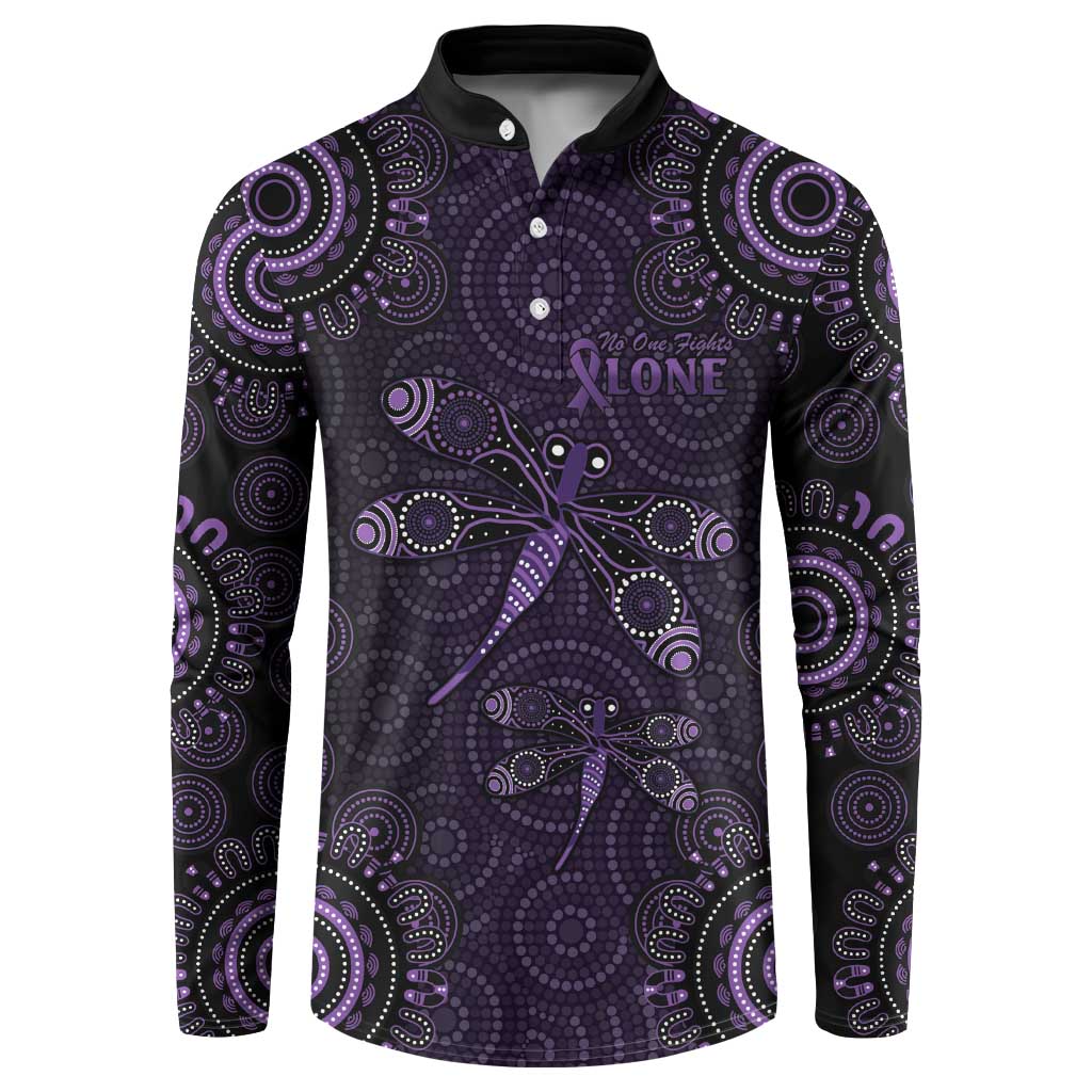 Purple Dragonfly Aboriginal of Hope Button Sweatshirt Australian Epilepsy Awareness - Aussie Hoodie