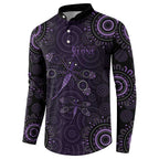 Purple Dragonfly Aboriginal of Hope Button Sweatshirt Australian Epilepsy Awareness - Aussie Hoodie