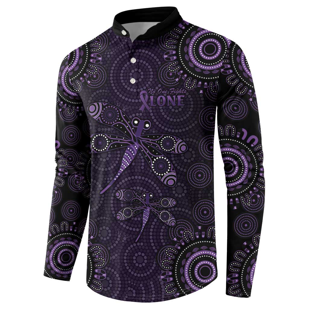 Purple Dragonfly Aboriginal of Hope Button Sweatshirt Australian Epilepsy Awareness - Aussie Hoodie