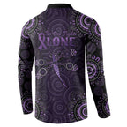 Purple Dragonfly Aboriginal of Hope Button Sweatshirt Australian Epilepsy Awareness - Aussie Hoodie