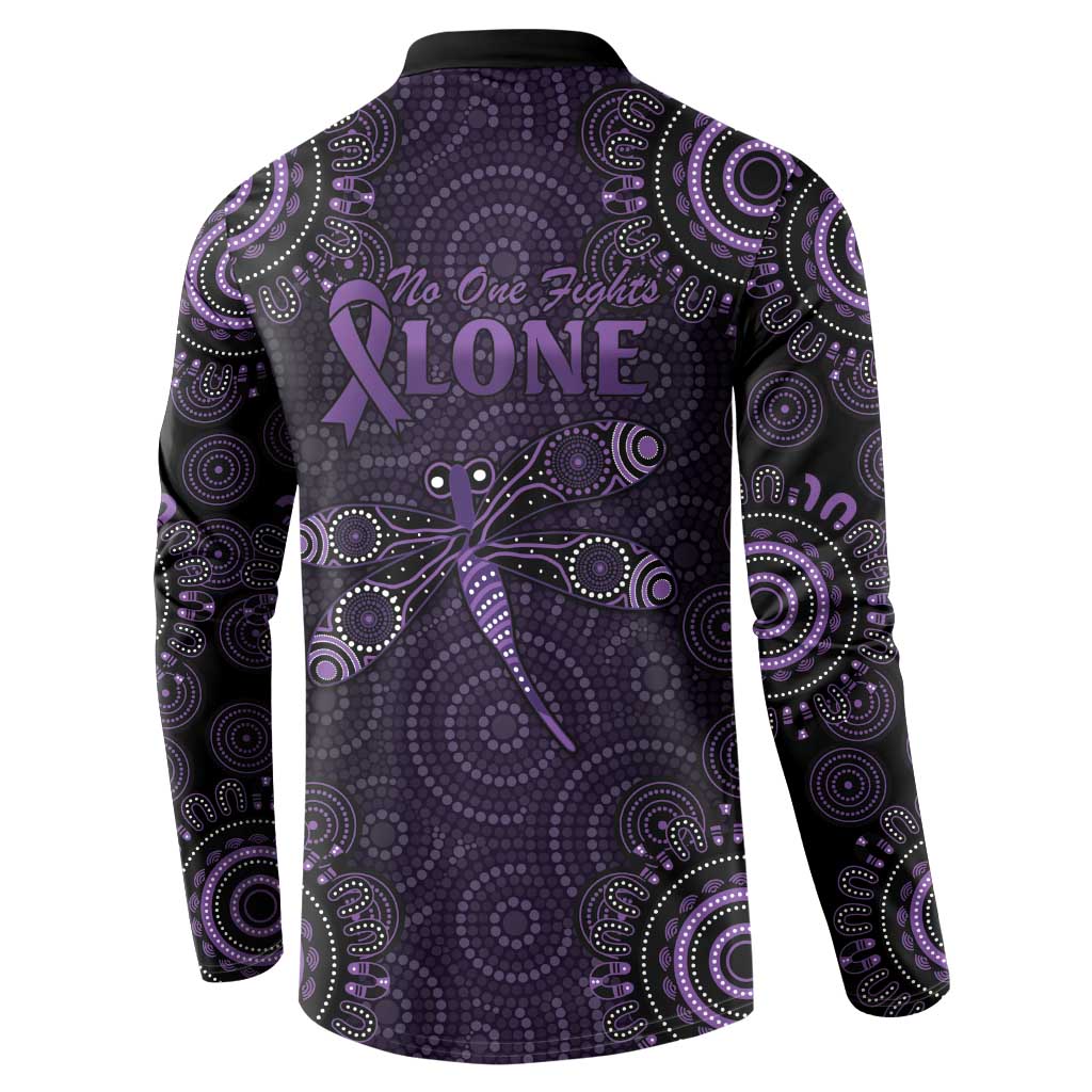 Purple Dragonfly Aboriginal of Hope Button Sweatshirt Australian Epilepsy Awareness - Aussie Hoodie