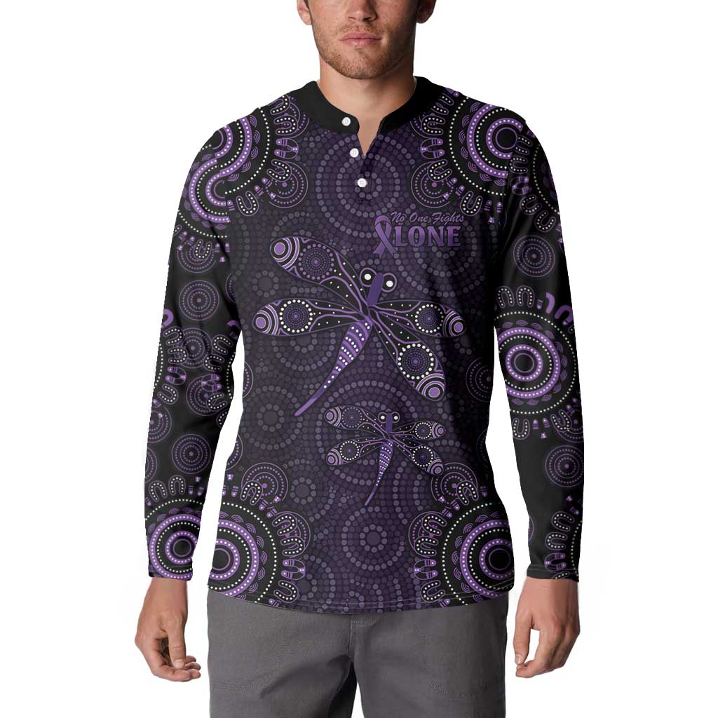 Purple Dragonfly Aboriginal of Hope Button Sweatshirt Australian Epilepsy Awareness - Aussie Hoodie