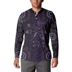 Purple Dragonfly Aboriginal of Hope Button Sweatshirt Australian Epilepsy Awareness - Aussie Hoodie