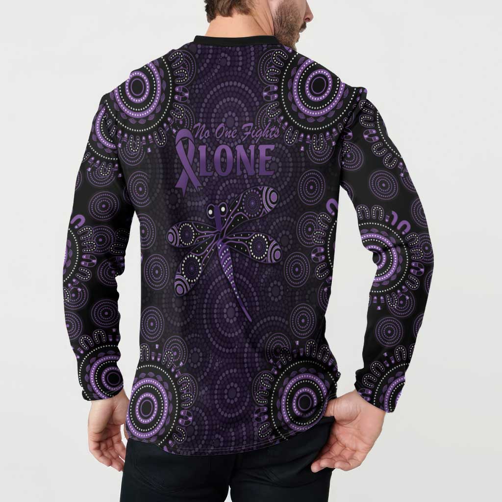 Purple Dragonfly Aboriginal of Hope Button Sweatshirt Australian Epilepsy Awareness - Aussie Hoodie