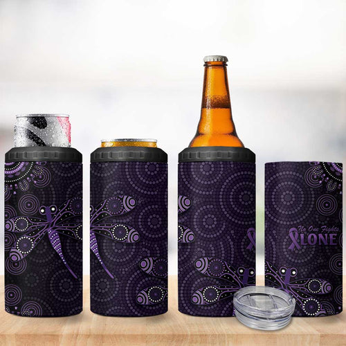 Purple Dragonfly Aboriginal of Hope 4 in 1 Can Cooler Tumbler Australian Epilepsy Awareness - Aussie Hoodie
