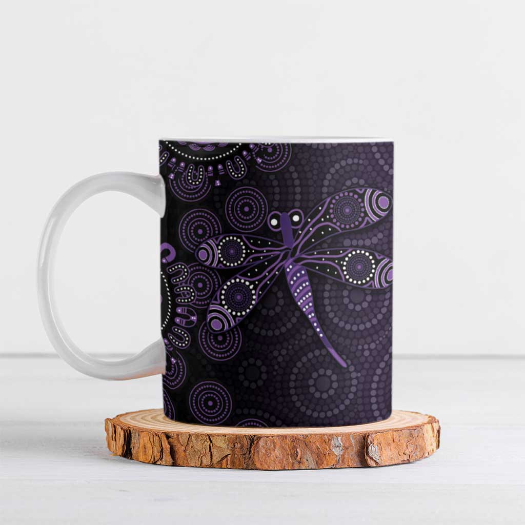 Purple Dragonfly Aboriginal of Hope Ceramic Mug Australian Epilepsy Awareness - Aussie Hoodie