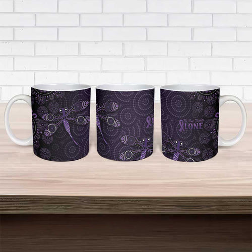 Purple Dragonfly Aboriginal of Hope Ceramic Mug Australian Epilepsy Awareness - Aussie Hoodie