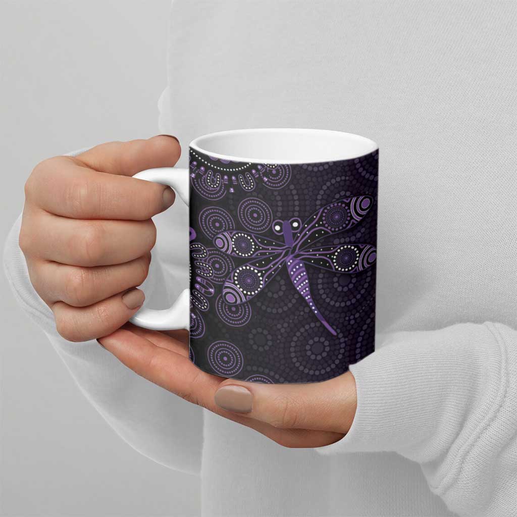 Purple Dragonfly Aboriginal of Hope Ceramic Mug Australian Epilepsy Awareness - Aussie Hoodie