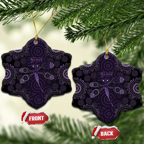 Purple Dragonfly Aboriginal of Hope Ceramic Ornament Australian Epilepsy Awareness - Aussie Hoodie