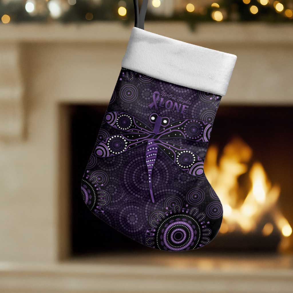 Purple Dragonfly Aboriginal of Hope Christmas Stocking Australian Epilepsy Awareness - Aussie Hoodie