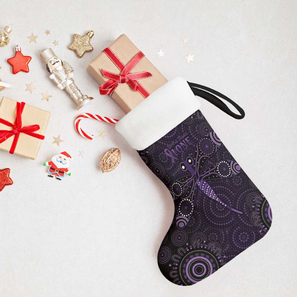 Purple Dragonfly Aboriginal of Hope Christmas Stocking Australian Epilepsy Awareness - Aussie Hoodie