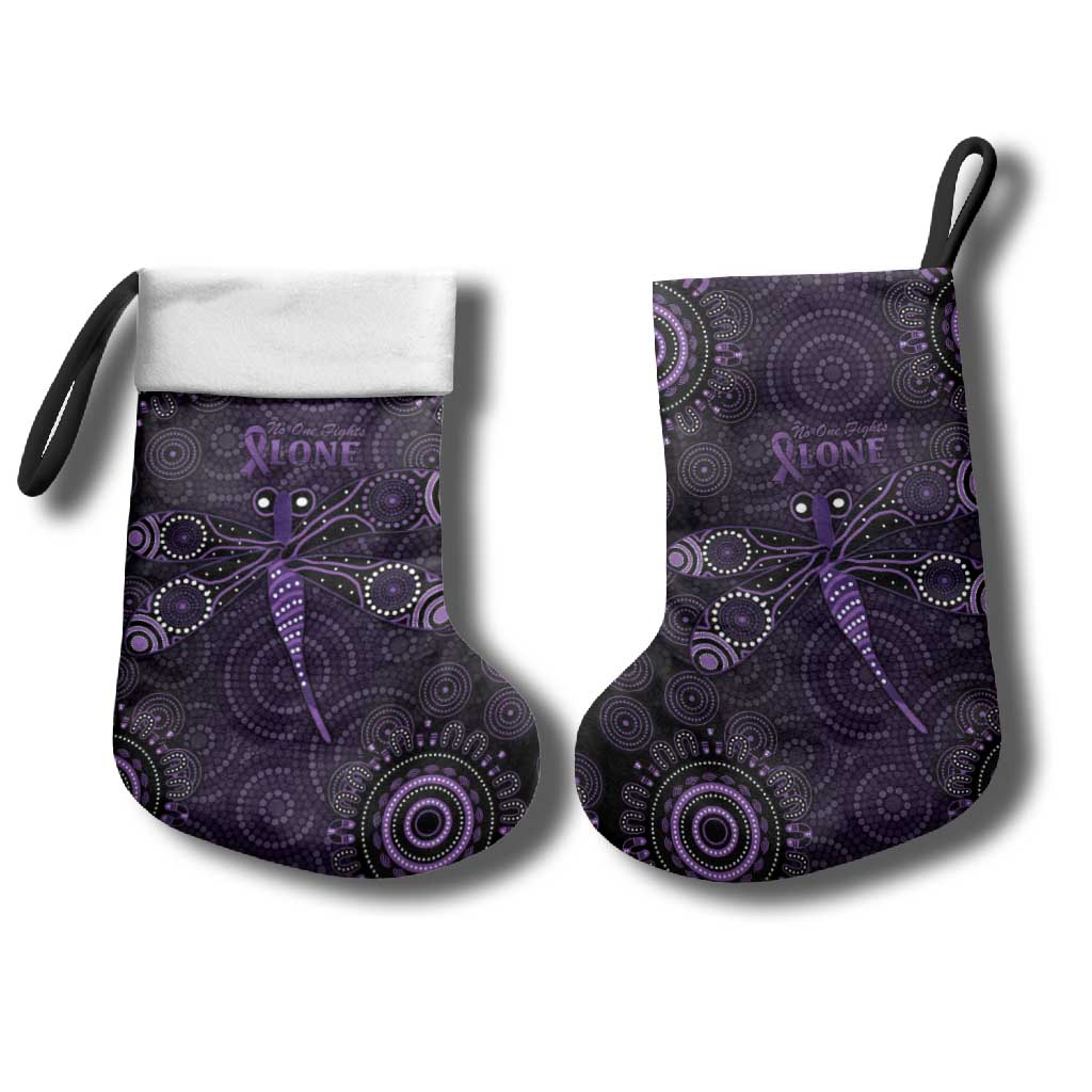 Purple Dragonfly Aboriginal of Hope Christmas Stocking Australian Epilepsy Awareness - Aussie Hoodie