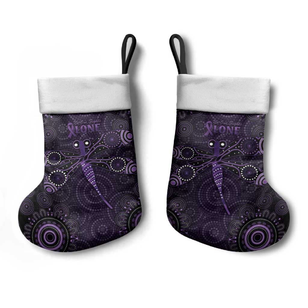 Purple Dragonfly Aboriginal of Hope Christmas Stocking Australian Epilepsy Awareness - Aussie Hoodie