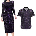 Purple Dragonfly Aboriginal of Hope Couples Matching Long Sleeve Bodycon Dress and Hawaiian Shirt Australian Epilepsy Awareness - Aussie Hoodie