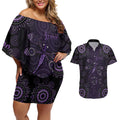 Purple Dragonfly Aboriginal of Hope Couples Matching Off Shoulder Short Dress and Hawaiian Shirt Australian Epilepsy Awareness - Aussie Hoodie