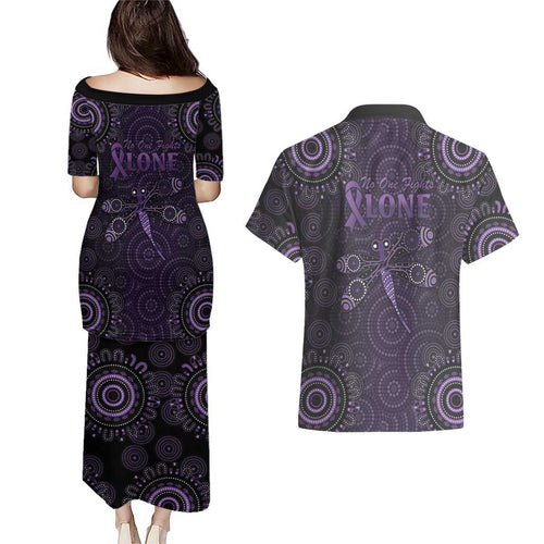 Purple Dragonfly Aboriginal of Hope Couples Matching Puletasi and Hawaiian Shirt Australian Epilepsy Awareness - Aussie Hoodie