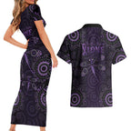 Purple Dragonfly Aboriginal of Hope Couples Matching Short Sleeve Bodycon Dress and Hawaiian Shirt Australian Epilepsy Awareness - Aussie Hoodie