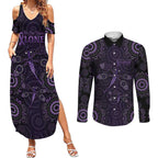 Purple Dragonfly Aboriginal of Hope Couples Matching Summer Maxi Dress and Long Sleeve Button Shirt Australian Epilepsy Awareness - Aussie Hoodie
