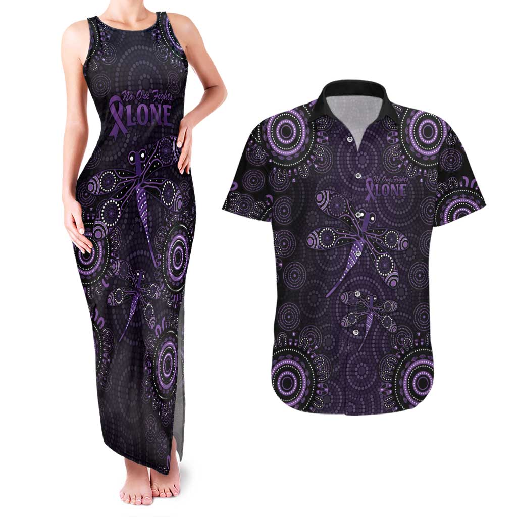 Purple Dragonfly Aboriginal of Hope Couples Matching Tank Maxi Dress and Hawaiian Shirt Australian Epilepsy Awareness - Aussie Hoodie