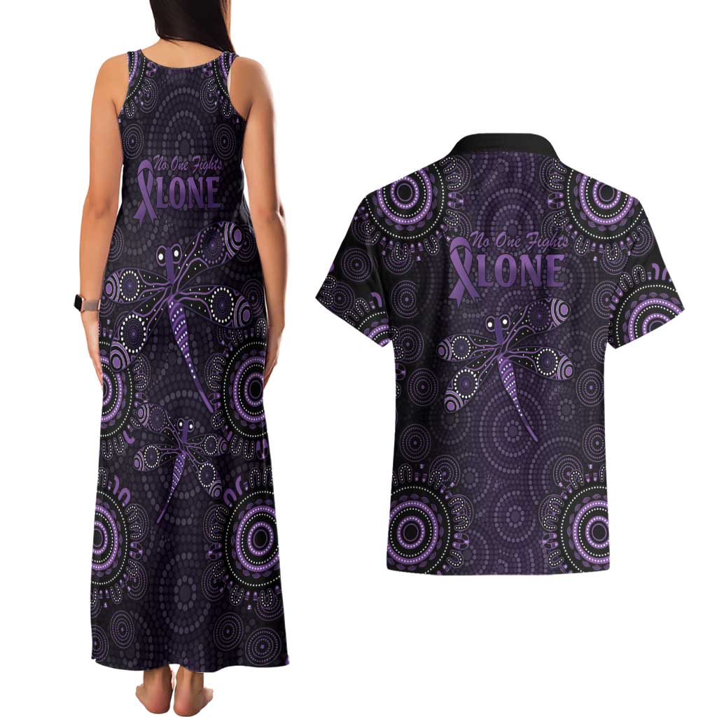 Purple Dragonfly Aboriginal of Hope Couples Matching Tank Maxi Dress and Hawaiian Shirt Australian Epilepsy Awareness - Aussie Hoodie
