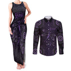Purple Dragonfly Aboriginal of Hope Couples Matching Tank Maxi Dress and Long Sleeve Button Shirt Australian Epilepsy Awareness - Aussie Hoodie