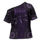 Purple Dragonfly Aboriginal of Hope Cross Shoulder Shirt Australian Epilepsy Awareness - Aussie Hoodie