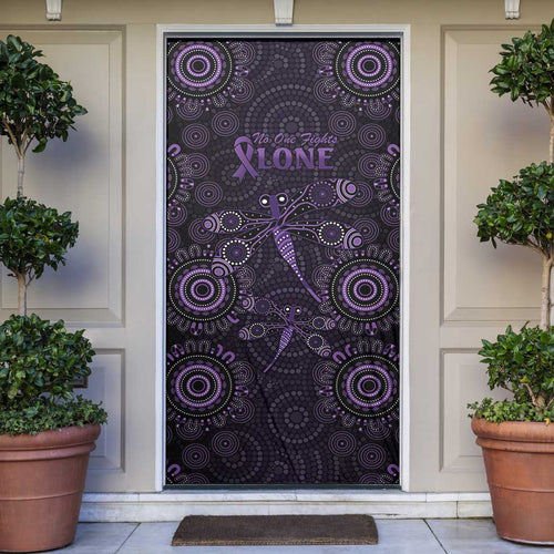 Purple Dragonfly Aboriginal of Hope Door Cover Australian Epilepsy Awareness - Aussie Hoodie