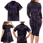 Purple Dragonfly Aboriginal of Hope Family Matching Long Sleeve Bodycon Dress and Hawaiian Shirt Australian Epilepsy Awareness - Aussie Hoodie