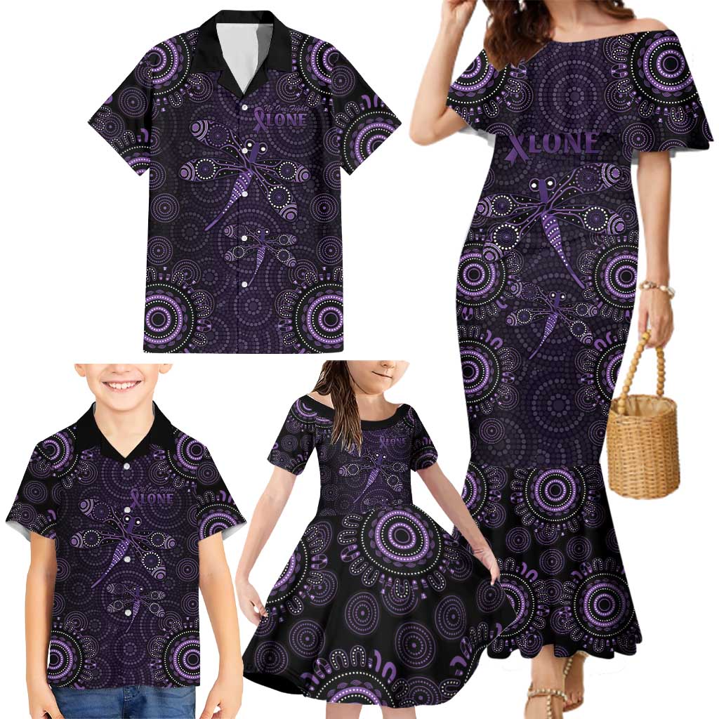 Purple Dragonfly Aboriginal of Hope Family Matching Mermaid Dress and Hawaiian Shirt Australian Epilepsy Awareness - Aussie Hoodie