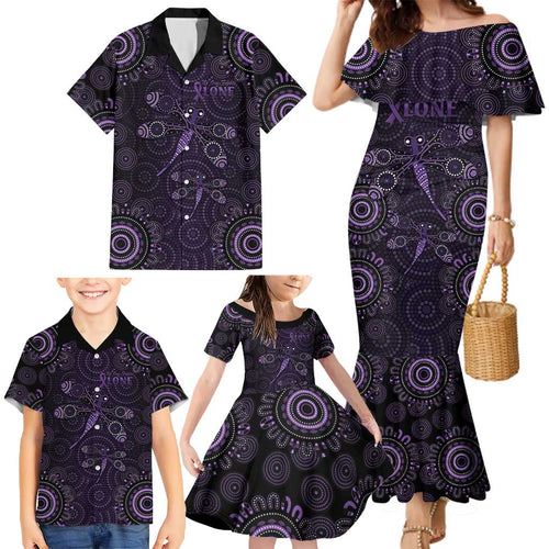 Purple Dragonfly Aboriginal of Hope Family Matching Mermaid Dress and Hawaiian Shirt Australian Epilepsy Awareness - Aussie Hoodie