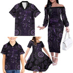 Purple Dragonfly Aboriginal of Hope Family Matching Off The Shoulder Long Sleeve Dress and Hawaiian Shirt Australian Epilepsy Awareness - Aussie Hoodie