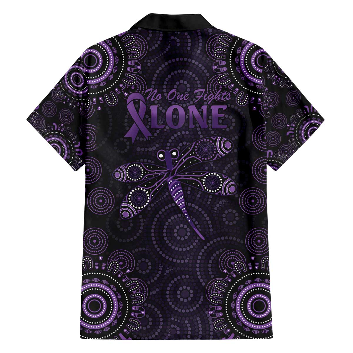 Purple Dragonfly Aboriginal of Hope Family Matching Off The Shoulder Long Sleeve Dress and Hawaiian Shirt Australian Epilepsy Awareness - Aussie Hoodie