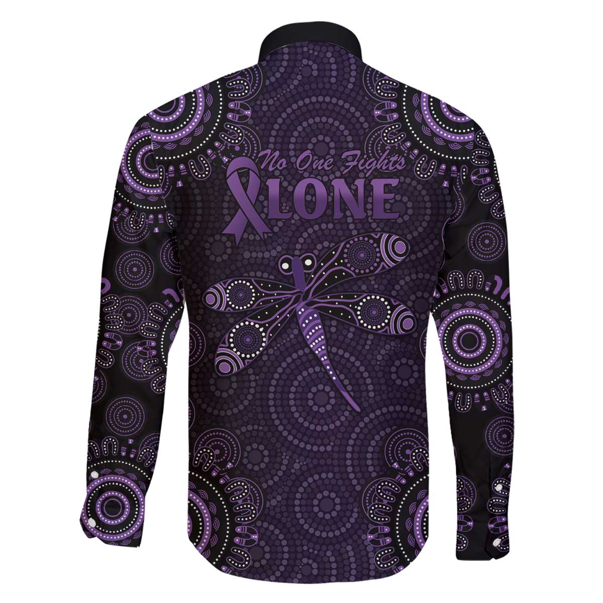 Purple Dragonfly Aboriginal of Hope Family Matching Off The Shoulder Long Sleeve Dress and Hawaiian Shirt Australian Epilepsy Awareness - Aussie Hoodie